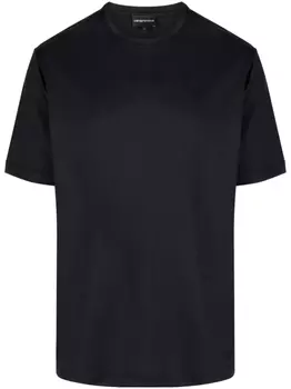 Футболка из хлопка с вышитым логотипом Emporio Armani, синий