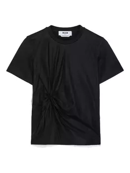 Футболка из хлопка со сборками MSGM, черный