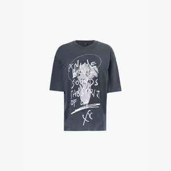 Футболка из хлопкового джерси с эффектом потертости Kent Spirit Anine Bing, черный