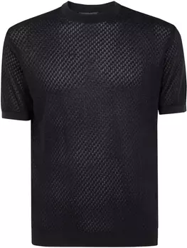 Футболка из плетеной ткани Emporio Armani, синий