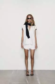 Футболка из плотного хлопка ZARA, белый