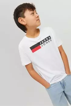 Футболка Jack & Jones Junior с большим логотипом Jack & Jones, белый