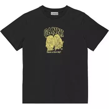 Футболка Jersey Owls GANNI, Phantom Black
