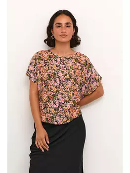 Футболка Kaffe, цвет rosa/grn/schwarz