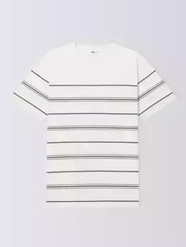 Футболка Kin Linear Placement Stripe Cotton, цвет ecru/shiitake