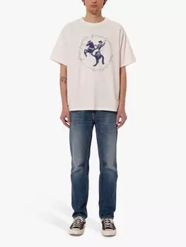 Футболка Koffe из органического хлопка Nudie Jeans, белый/синий