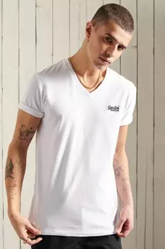 Футболка Label Vintage с V-образным вырезом и вышивкой Superdry, белый