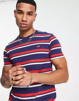 Футболка Levi's в красно-синюю полоску с логотипом