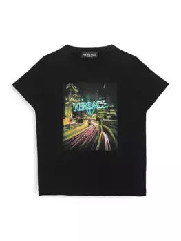 Футболка Little Kid's & Kid's Blinding Lights из джерси Versace, черный