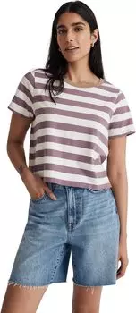 Футболка Madewell Softfade Cotton Boxy-Crop Tee in Stripe, цвет Antique Purple