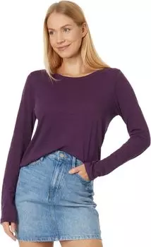 Футболка Madewell Whisper Cotton Rib-Crewneck Long-Sleeve Tee, цвет Smoldering Plum