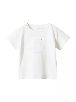 Футболка MANGO KIDS QUEEN, крем