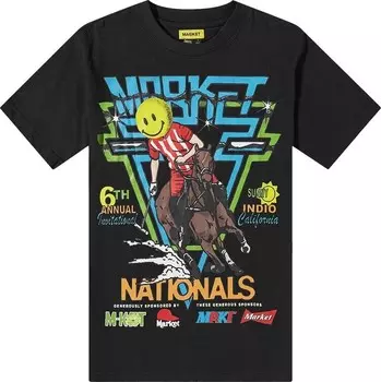 Футболка Market Smiley Polo Horserace Tee 'Black', черный