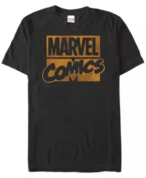 Футболка Marvel Men's Comics с потертым оранжевым логотипом, короткий рукав Fifth Sun, черный