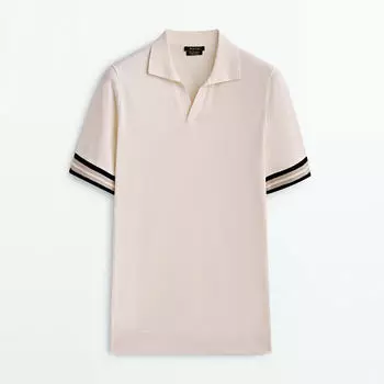 Футболка Massimo Dutti Contrast Short Sleeve Polo, кремовый