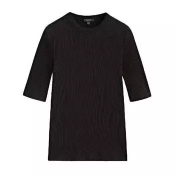 Футболка Massimo Dutti Ribbed Sleeve, черный