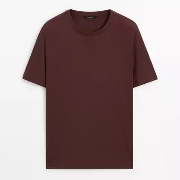 Футболка Massimo Dutti Short Sleeve Mercerised Cotton, бордовый