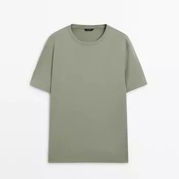 Футболка Massimo Dutti Short Sleeve Mercerised Cotton, светло-зеленый