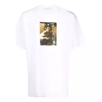 Футболка men's fw21 pattern printing round neck short sleeve white t-shirt Off-White, белый