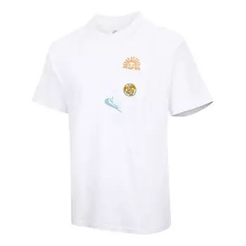 Футболка Men's Nike Cartoon Pattern Printing Round Neck Short Sleeve White T-Shirt, Белый
