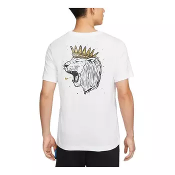 Футболка Men's Nike Dri-Fit Lebron Hand Painted Crown Animal Pattern Cartoon Printing Basketball, Белый