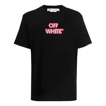 Футболка men's ss22 alphabet logo printing round neck short sleeve loose fit black t-shirt Off-White, черный