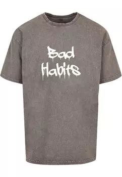 Футболка Merchcode BAD HABITS, серый деним