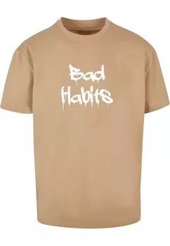 Футболка Merchcode BAD HABITS, темно-бежевый