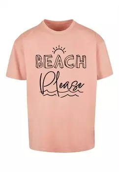 Футболка Merchcode Beach Please, цвет Apricot