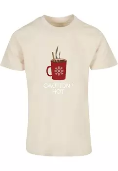Футболка Merchcode CAUTION HOT, экрю