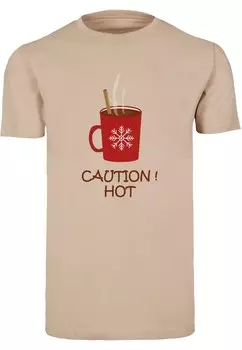 Футболка Merchcode CAUTION HOT, кэмел