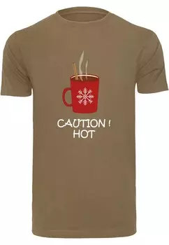 Футболка Merchcode CAUTION HOT, оливковый