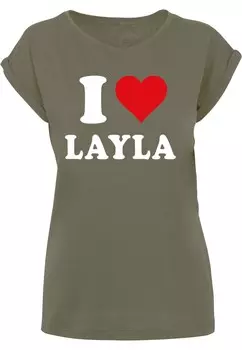 Футболка Merchcode I LOVE LAYLA, оливковый