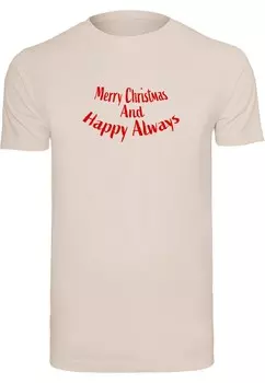 Футболка Merchcode MERRY CHRISTMAS AND HAPPY ALWAYS, темно-розовый