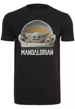 Футболка Merchcode "Мужская футболка Merchcode Baby Yoda Mandalorian Logo Tee", черный