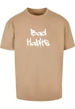 Футболка Merchcode "Мужская футболка Merchcode Bad Habits Heavy Oversize", бежевый