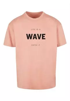 Футболка Merchcode Summer - Life Is A Wave, темно-розовый