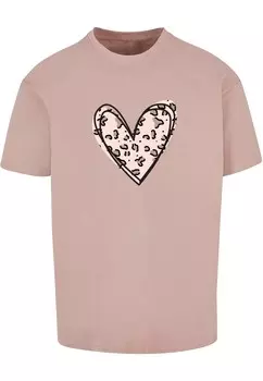 Футболка Merchcode Valentines Day - Leopard Heart, цвет Rose/Dusky pink