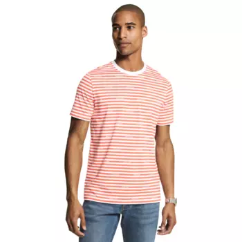 Футболка Michael Kors Logo Striped Cotton Jersey, белый/персиковый