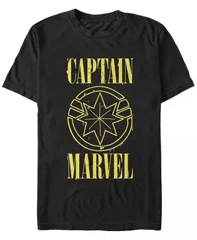 Футболка мужская Marvel Captain Marvel Yellow с коротким рукавом и символом Капитана Марвел Fifth Sun, черный