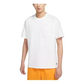 Футболка Nike Solid Color Pocket Round Neck Loose Short Sleeve White, Белый