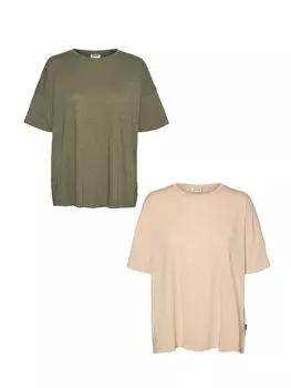 Футболка Noisy may 2 er Stck Pack Basic Set NMMATHILDE, цвет gelb-grn