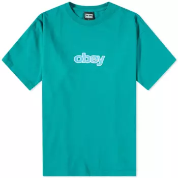 Футболка Obey Stack Heavyweight, бирюзовый