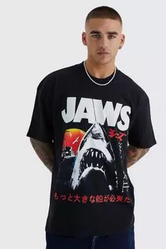 Футболка oversize jaws license Boohoo, черный