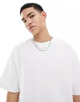 Футболка оверсайз белого цвета Bershka