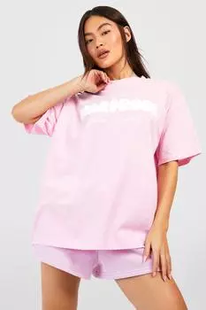 Футболка оверсайз с принтом bubble puff wardrobe essentials Boohoo, розовый