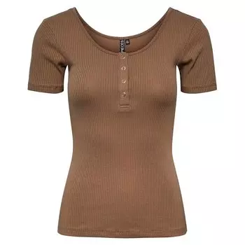 Футболка Pieces Kitte BC Short Sleeve O Neck, коричневый
