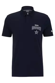 Футболка поло Boss X Nfl Cotton-piqu With Collaborative Branding Cowboys, темно-синий