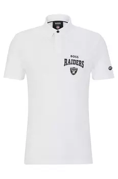 Футболка поло Boss X Nfl Cotton-piqu With Collaborative Branding Raiders, белый