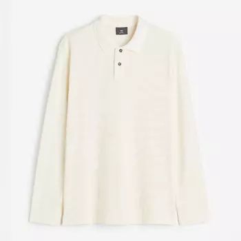 Футболка поло H&M Slim Fit Waffled, кремовый
